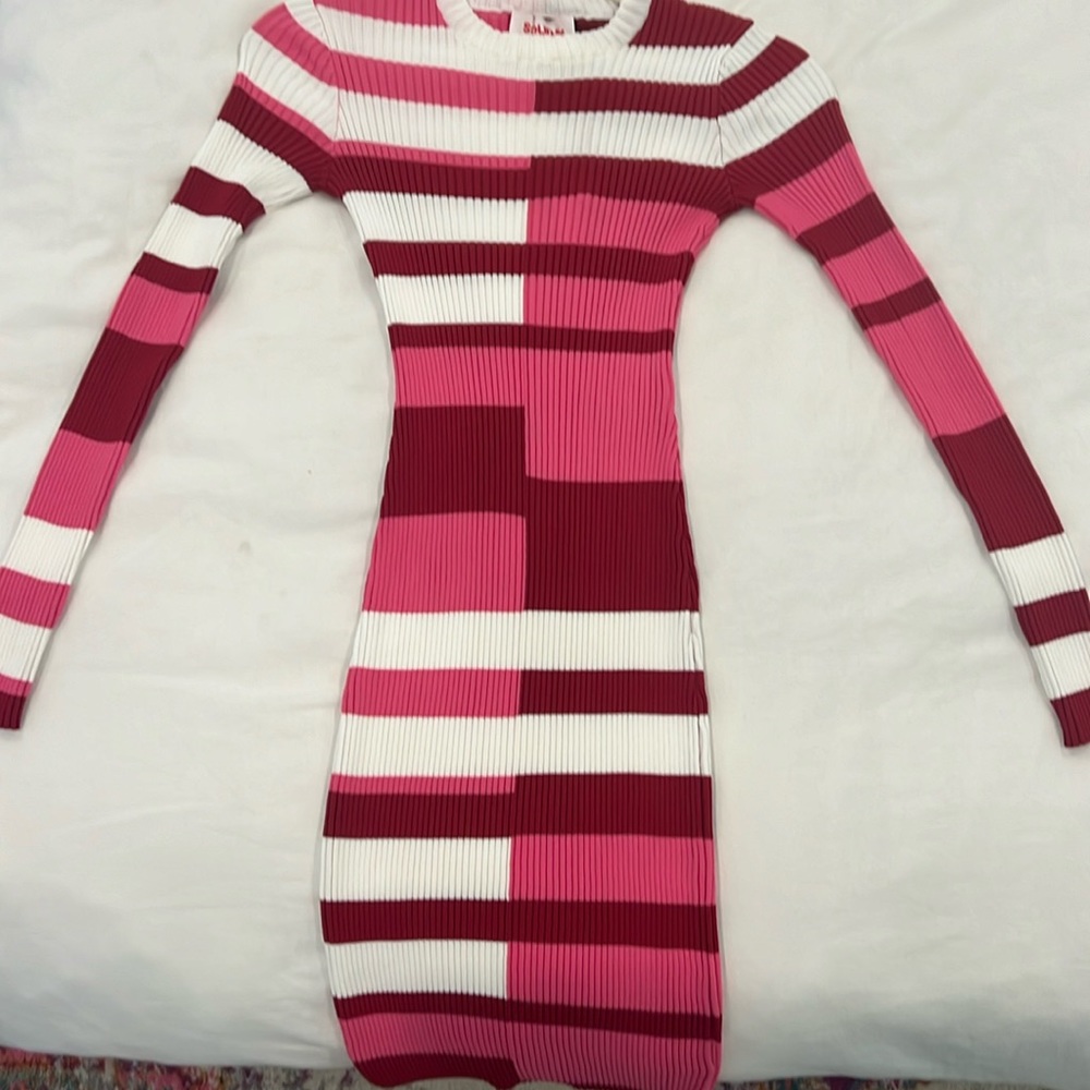 Never worn solid and striped mini dress